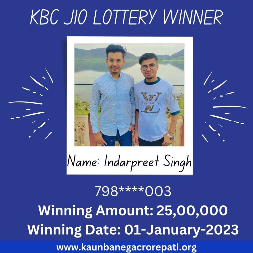 JIO KBC Lottery Winner Indarpreet Singh Win 25 Lakh Rupees